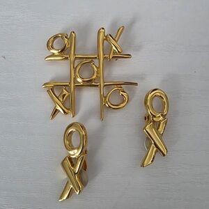 Vintage signed Anne Klein X/O Brooch and Clip-on Earrings